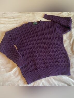 80s Vintage Cricket Cable Knit Purple Sweater